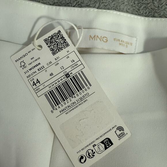 Mango White Wide Leg Trousers, 12 - Picture 4 of 5